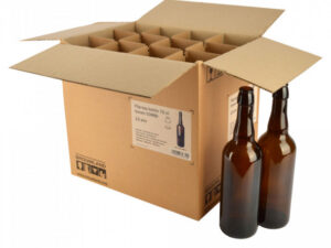 Beugelfles 75 cl, bruin, zonder beugel, COMBI, doos 12 st.