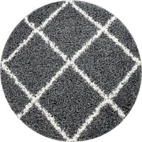 Shaggy tapijt Kalea antraciet 80 cm rond