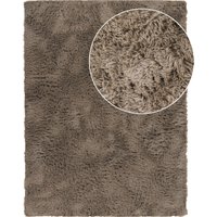 Hoogpolig tapijt Silvana taupe 80 cm rond