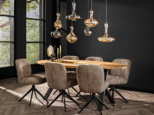 LifestyleFurn Eetkamerstoel 'Lovie' Bouclé, kleur Taupe