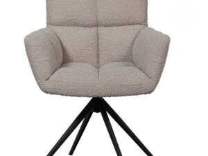 WOOOD Draaibare Eetkamerstoel 'Vinny' Bouclé met armleuning, kleur Zand