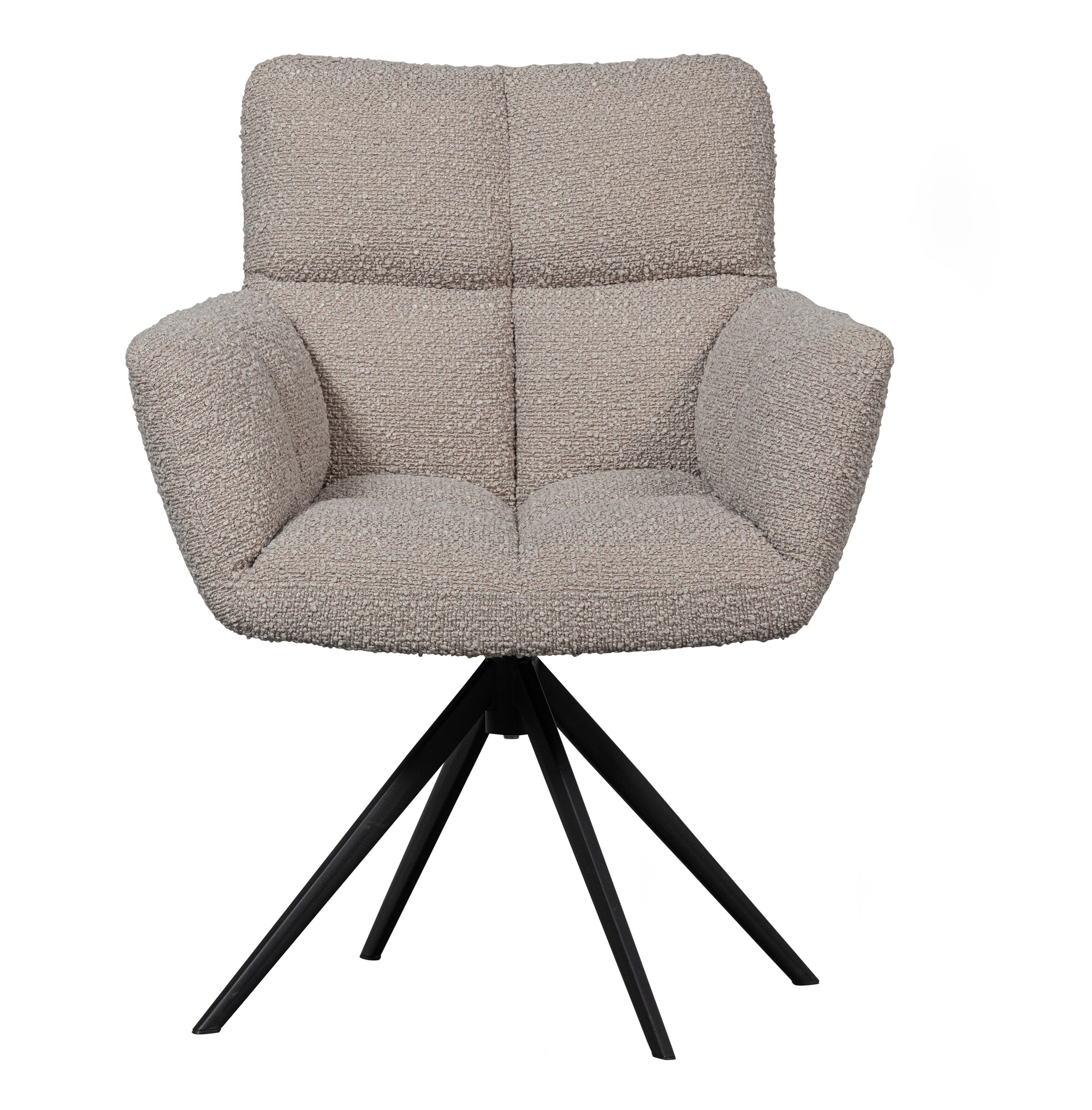 WOOOD Draaibare Eetkamerstoel 'Vinny' Bouclé met armleuning, kleur Zand