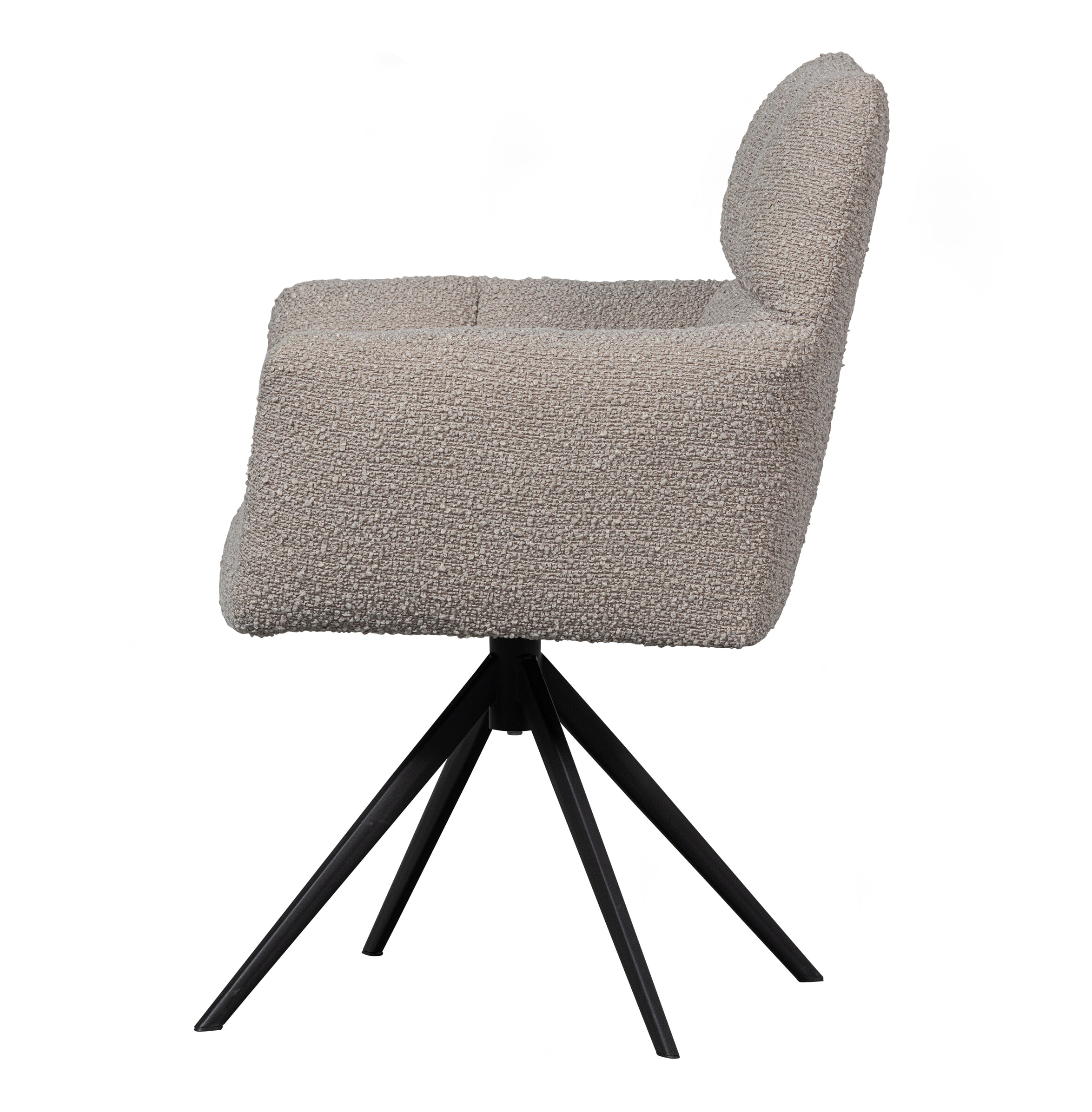 WOOOD Draaibare Eetkamerstoel 'Vinny' Bouclé met armleuning, kleur Zand - Afbeelding 2