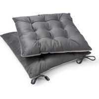 Stoelkussen Kaya antraciet 40 cm vierkant, 2 stuks