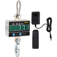 VEVOR Digitale Spelweegschaal 1.000 KG, Digitale Hangweegschaal met Hoge Nauwkeurigheid, Elektronische Kraanweegschaal Hangweegschaal Digitale Haak, Mini Draagbare Hangweegschaal met LCD-scherm voor Koffer, Vissen (Zilver)