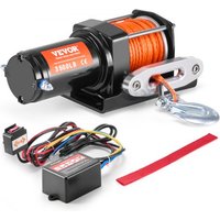 VEVOR elektrische lier, trekkracht van 3500 lb, 12V DC ATV/UTV-lier met Φ3/16 inch x 39 ft 12-strengs synthetisch touw, aluminium kabelgeleider, bekabelde afstandsbediening, IP55 waterdicht voor het slepen van UTV’s, ATV’s en boten
