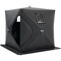 VEVOR Draagbare ijsvisserstent, opvouwbare ijsvisserstent voor 1-2 personen, 300D Oxford stoffen vistent, visparaplu voor wintervissen, tent met ankers/touw/draagtas, 1,5 x 1,5 x 1,65 m, zwart