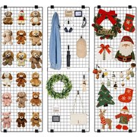 VEVOR Grid Wandpanelen Grid Wall 610 x 11 x 1828 mm 3 stuks Wandrooster Wandgemonteerde Kunstdisplayplank Gemaakt van Koolstofstaal, Fotowand Memobord voor Decoratie Opslag Prikbord Zwart